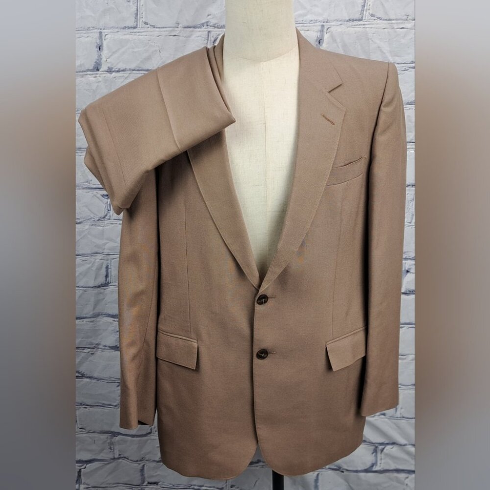 Vintage 80s 70s 60s Men's Suit 2 pc Brown Canvassed Canada 42R 37W